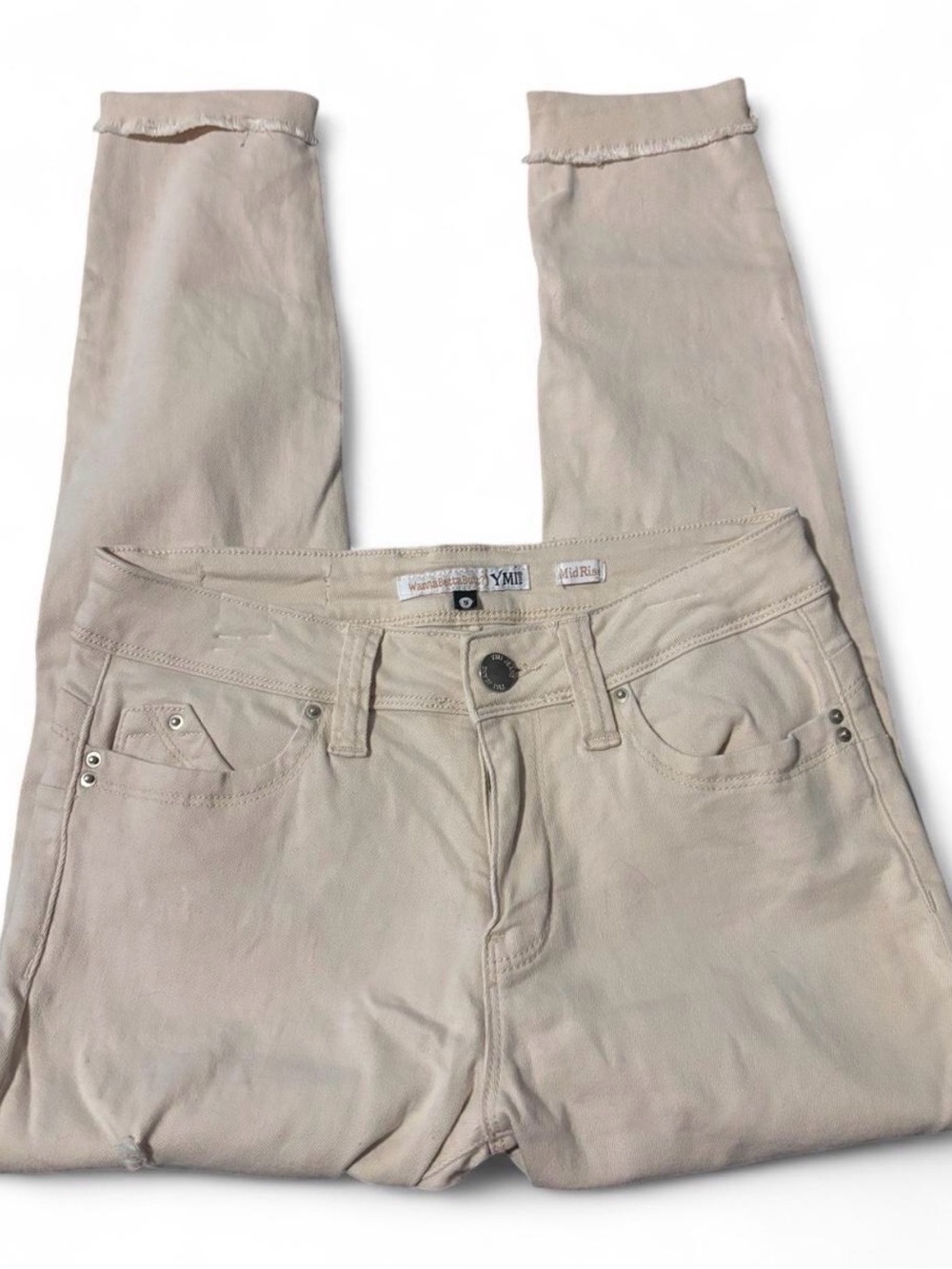 YMI Juniors Ankle Skinny Jeans in Light Beige